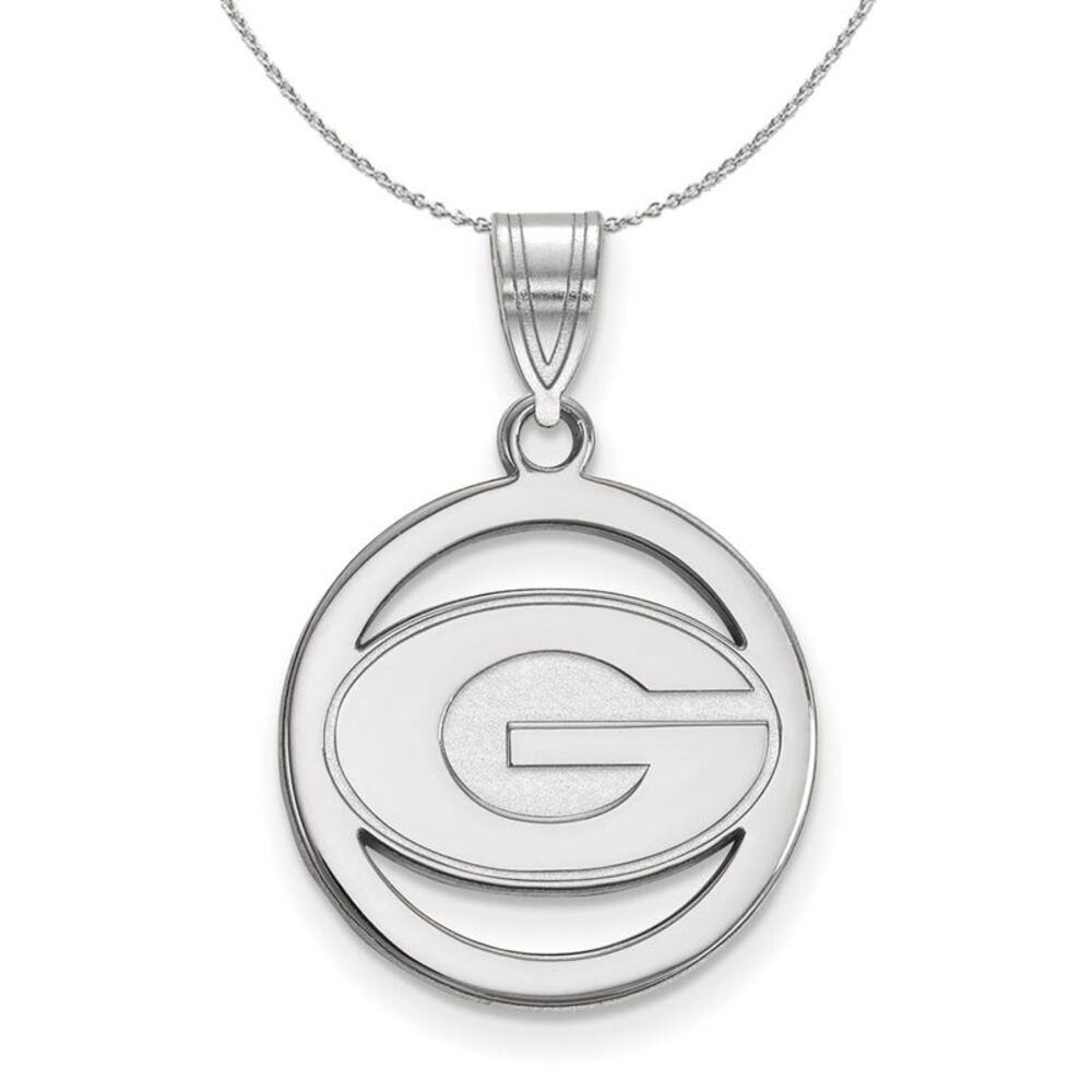 Sterling Silver U. of Georgia Small Circle Necklace - 24 Inch